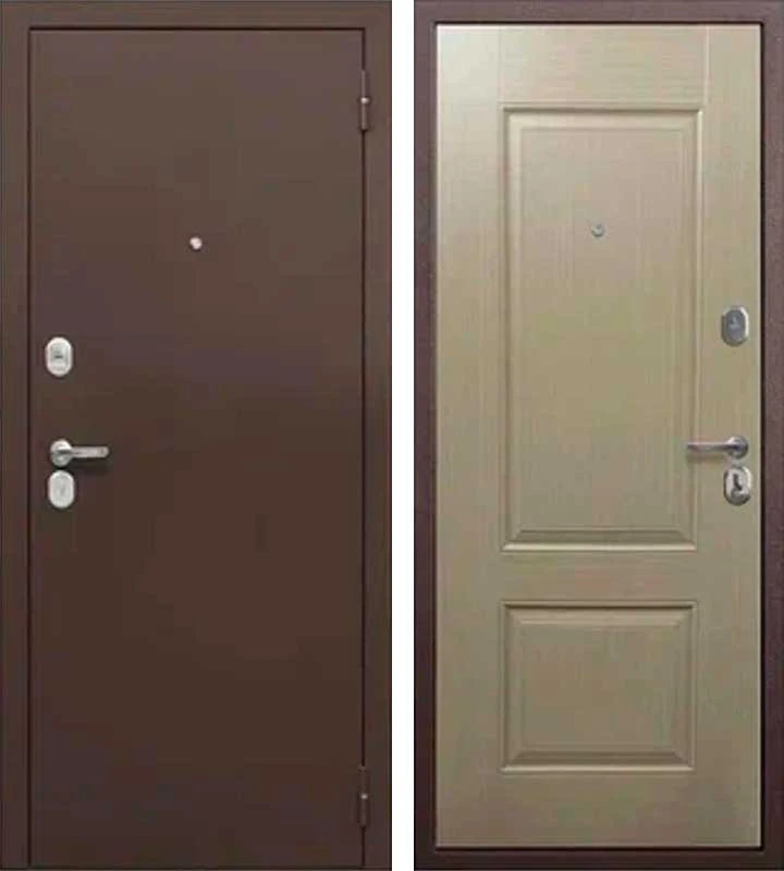 Дверь входная Тайга 7см антик медь/Бежевый клен