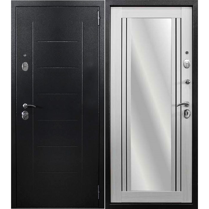 Дверь входная 10 см Кадос ЗЕРКАЛЬНАЯ НАКЛАДКА Антик серебро/Бъянко