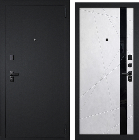 Дверь входная 9 см Дуэт Line Букле темный/Бетон снежный