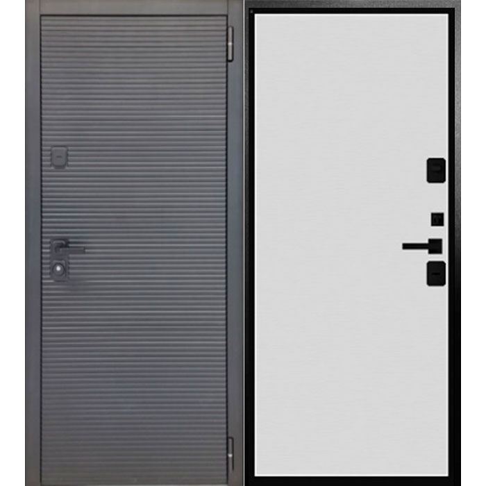 Дверь входная 10 см МДФ/МДФ Кадос Горизонт Черный кварц/Аляска белый матовый