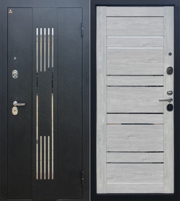 Дверь входная Медея Дублин 10 см Черный шелк/Дуб нордик