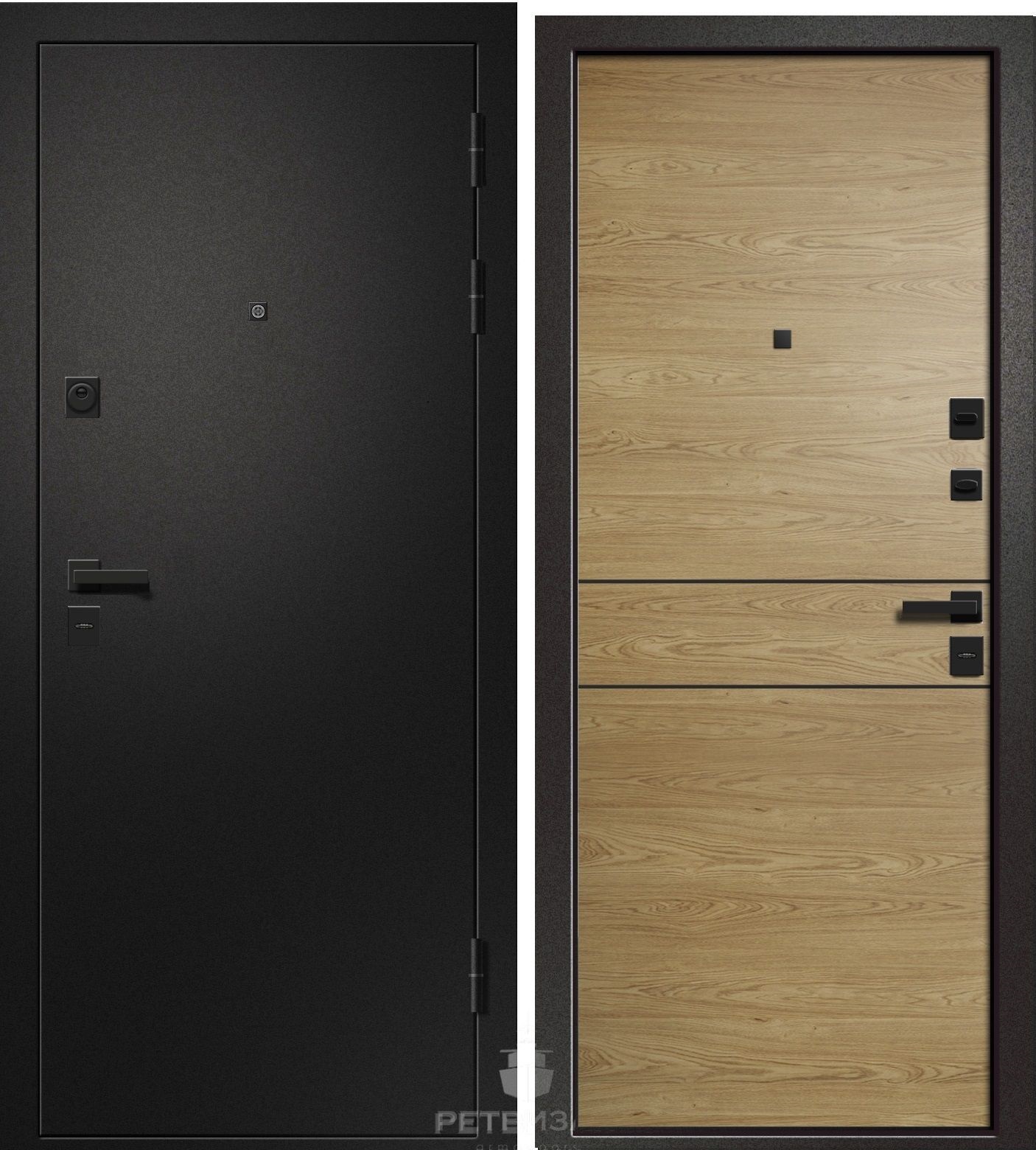 Дверь входная 9 см Медея 315 Сатин черный/Дуб европейский