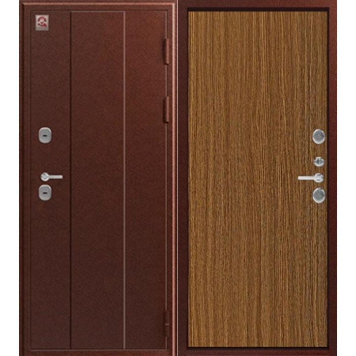 Дверь входная 10,5 см  Т-100 ТЕРМО Антик медь/Миндаль рифленый