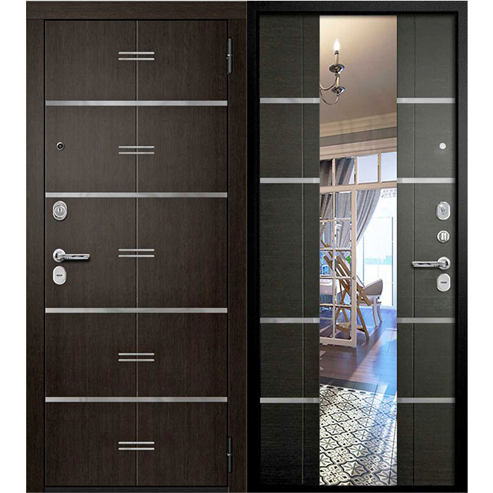 Дверь входная 8,6 см Ривьера МДФ/МДФ Муар черный/Венге