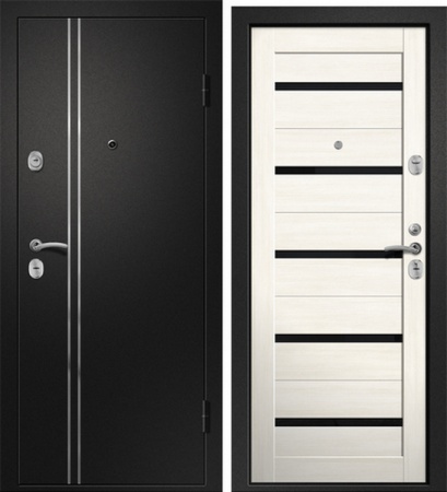 Дверь входная 10,5 см Медея 321 Сатин черный/Ясень снежный