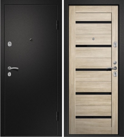 Дверь входная 10,5 см Медея 321 Сатин черный/Ясень латте