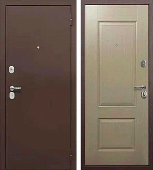 Дверь входная Тайга 7см антик медь/Бежевый клен