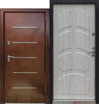 Дверь входная 10 см Алтай антик медь/Дуб полярный