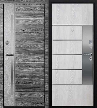 Дверь входная 8,6 см Лира МДФ/МДФ Букле серый/Имидж ясень ривьера