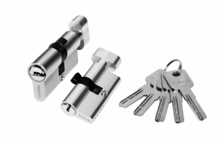 Цилиндр TURDUS 60мм 5 ключей ключ/завёртка, хром