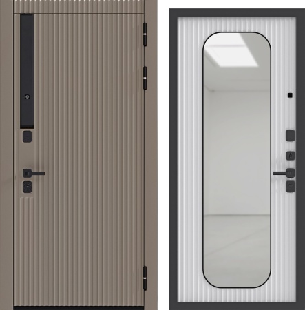 Дверь входная 9 см Деспи МДФ/МДФ Velutto caffe/Белый Зеркальная накладка