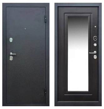 Дверь входная 9 см Атлант 932 ЗЕРКАЛЬНАЯ НАКЛАДКА Черный бархат/Венге