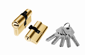 Цилиндр TURDUS 60мм 5 перф. ключей, ключ/ключ, золото