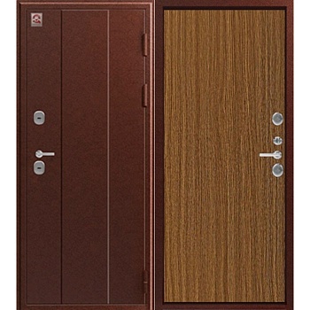 Дверь входная 10,5 см  Т-100 ТЕРМО Антик медь/Миндаль рифленый