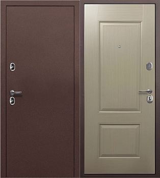 Дверь входная Тайга 7см Внутреннее открывание антик медь/Бежевый клен