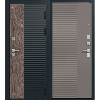 Дверь входная 11 см МДФ/МДФ С-112 Черный кварц Орех мокко/Софт ясень грей софт грей