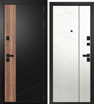 Дверь входная 9 см Орфей 315 Черный софт+вяз барон темный/Тангент Перламутр Сатин черный
